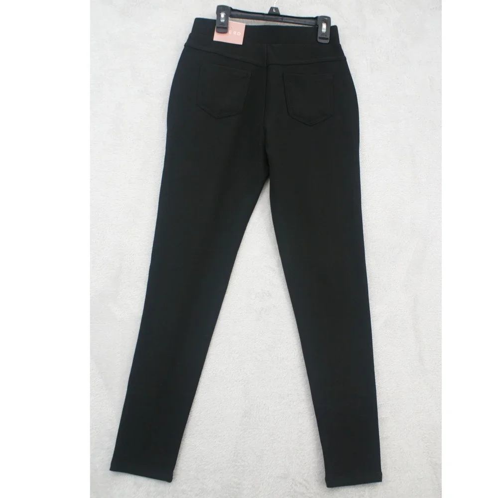 Indero Scuba Knit Black Stretch Pants Mens S/M Elastic Waist Button Accent